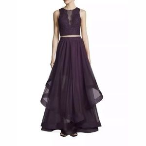 Purple Two-Piece Formal Prom Dress